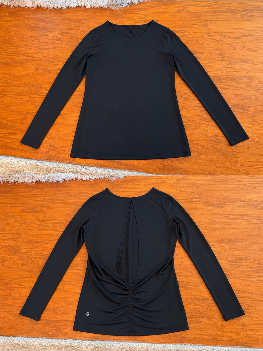 lululemon athletica Black Long-Sleeve Top with Open Ruched Back